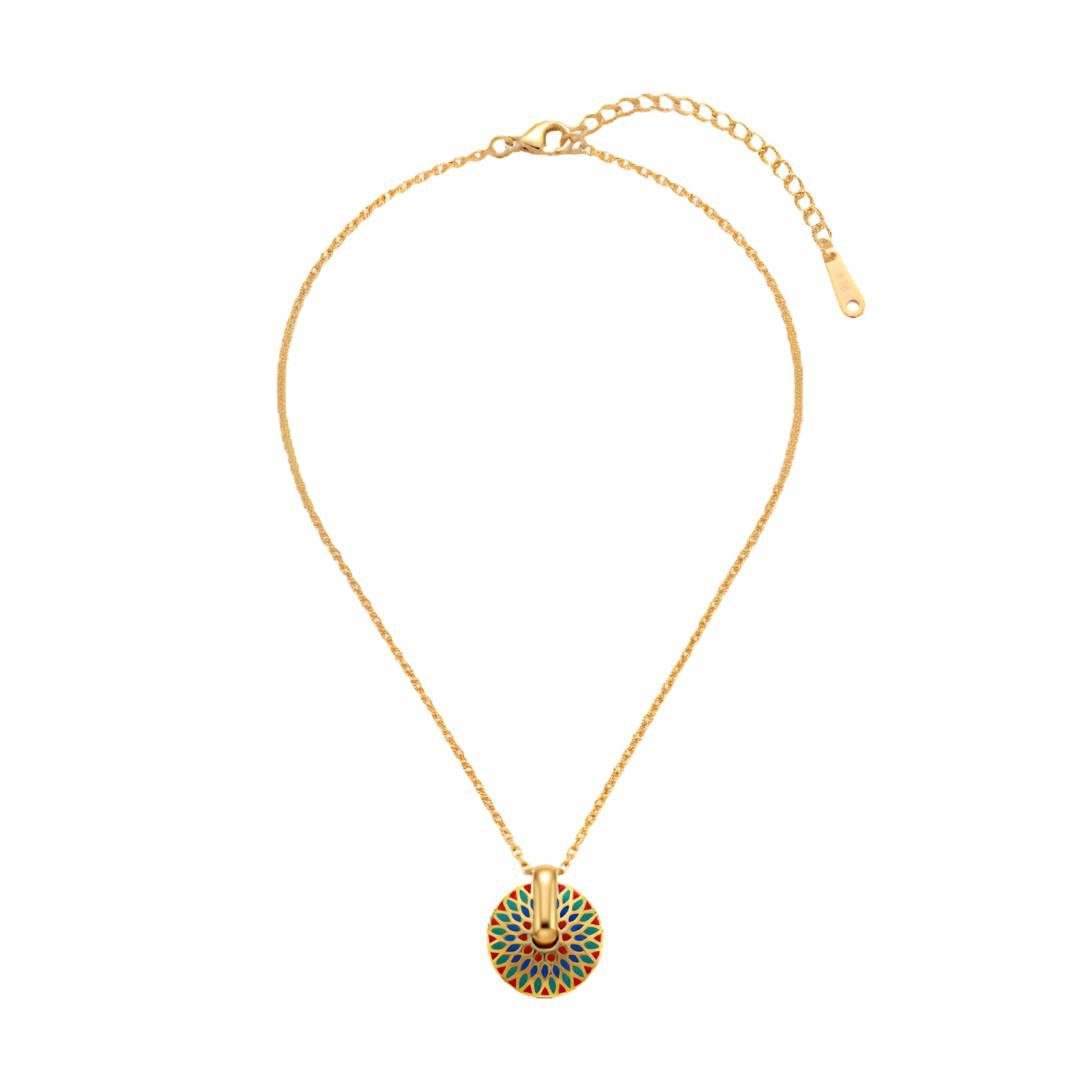 Mosaic Disc Pendant Necklace