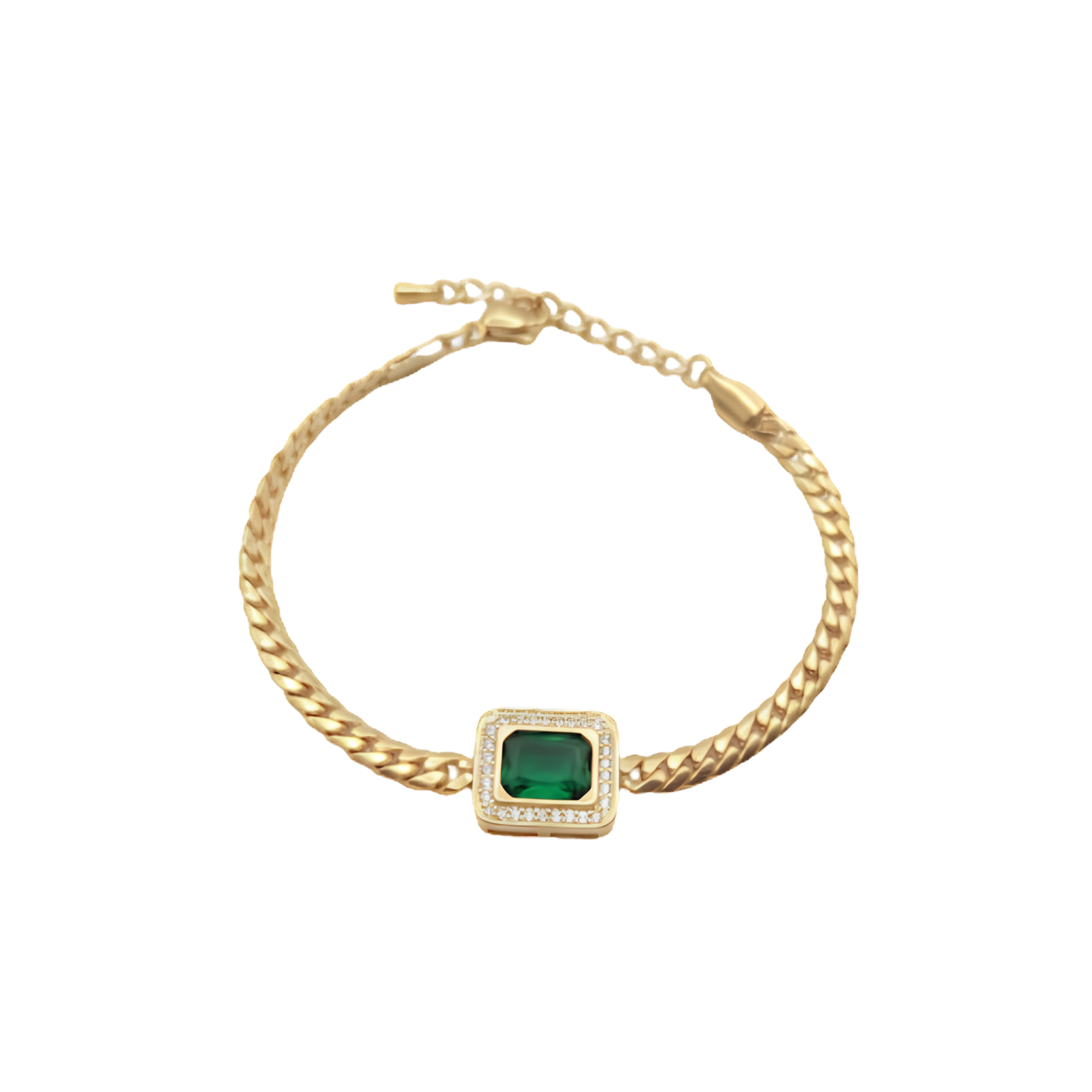 Emerald Rhinestone Chain Bracelet