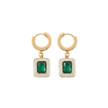 Emerald Rhinestone Drop Hoop Earrings