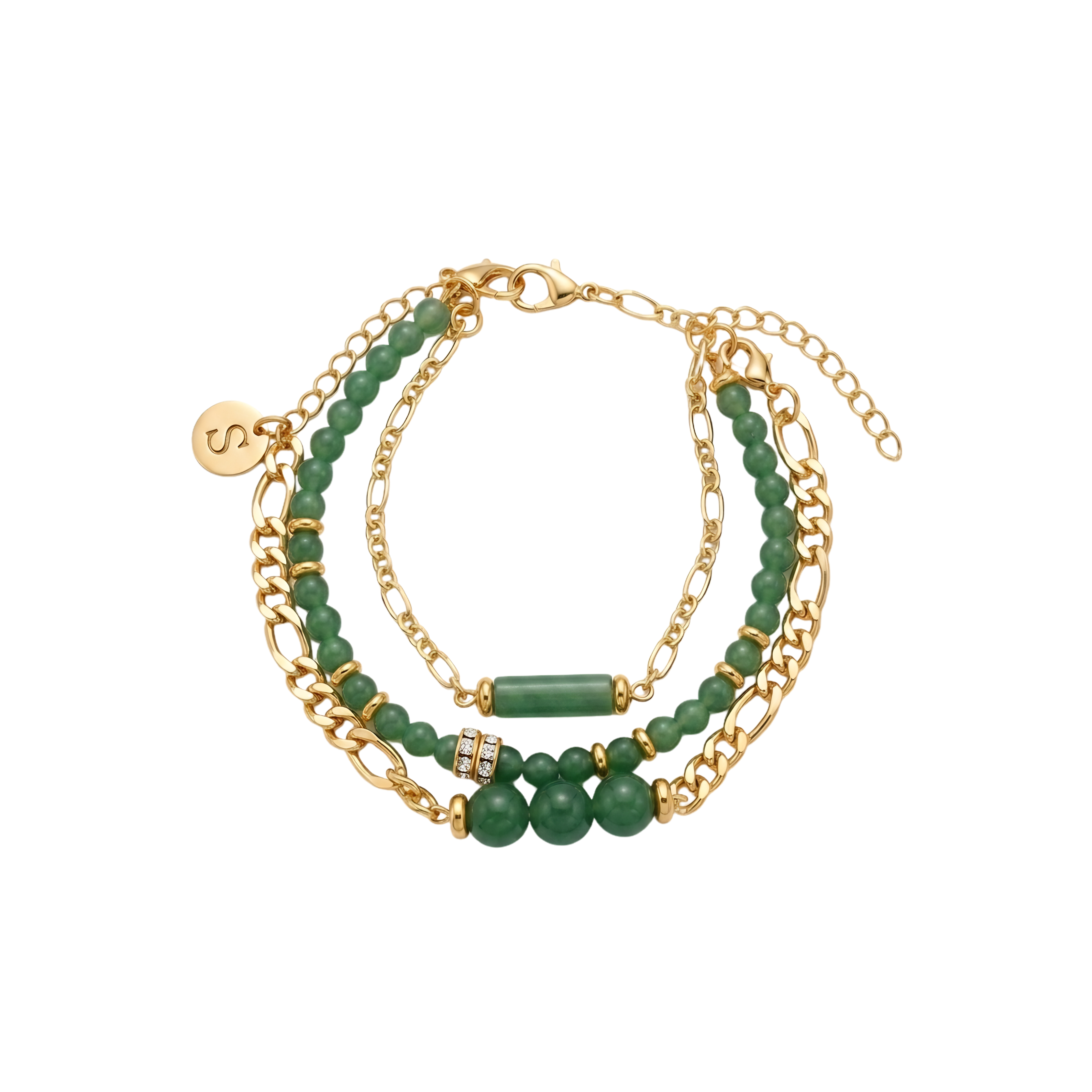 Layered Green Aventurine Bracelet Set