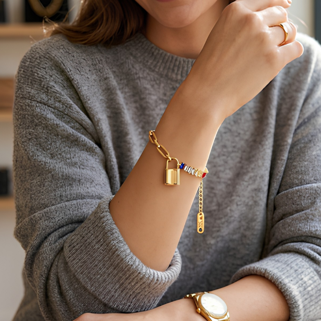 Multicolor Crystal Chain Bracelet