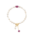 Freshwater Pearl &amp; Pink Gem Bracelet