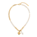 Freshwater Pearl Heart Charm Necklace