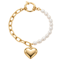 Golden Heart Pearl Bracelet