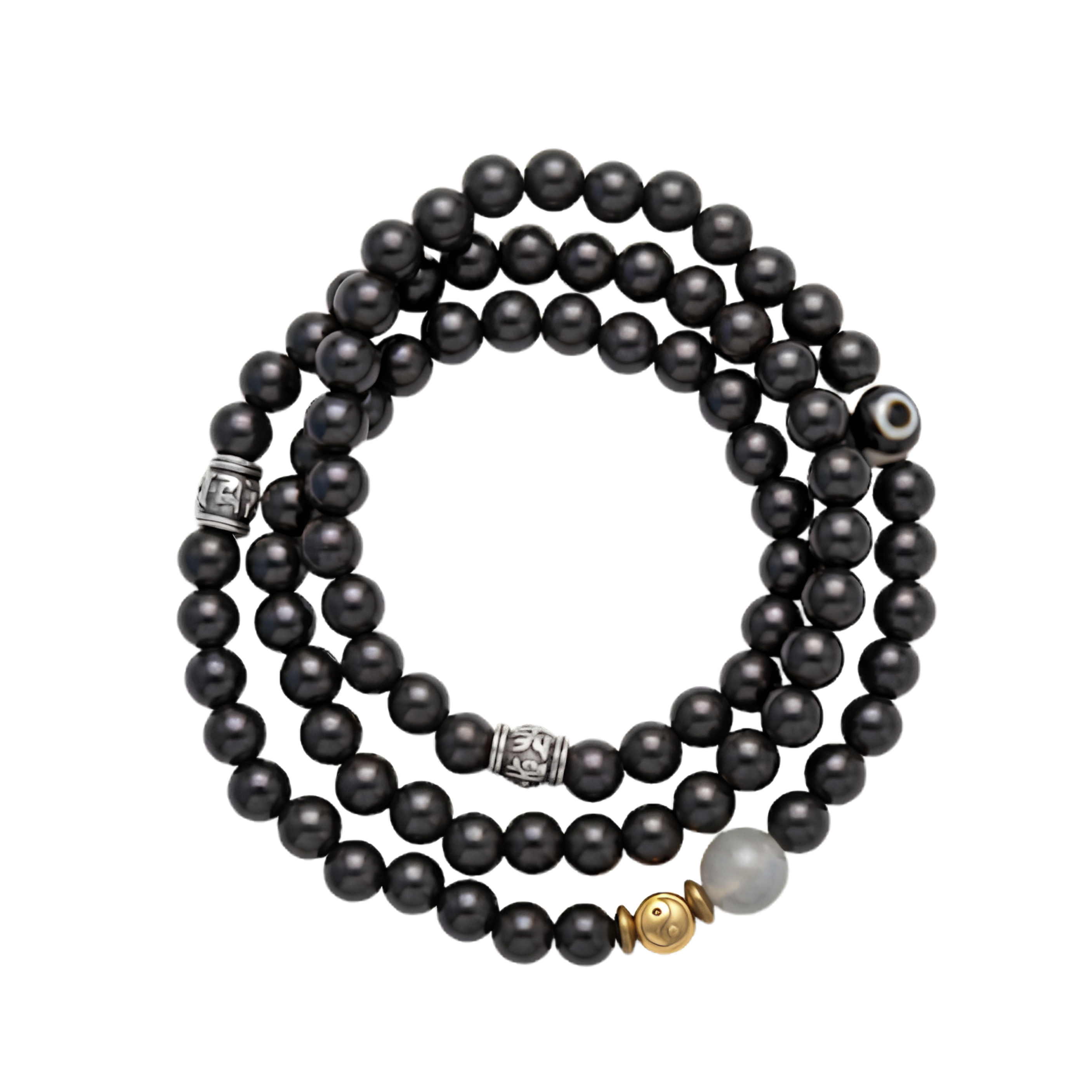 Obsidian Dzi Trio