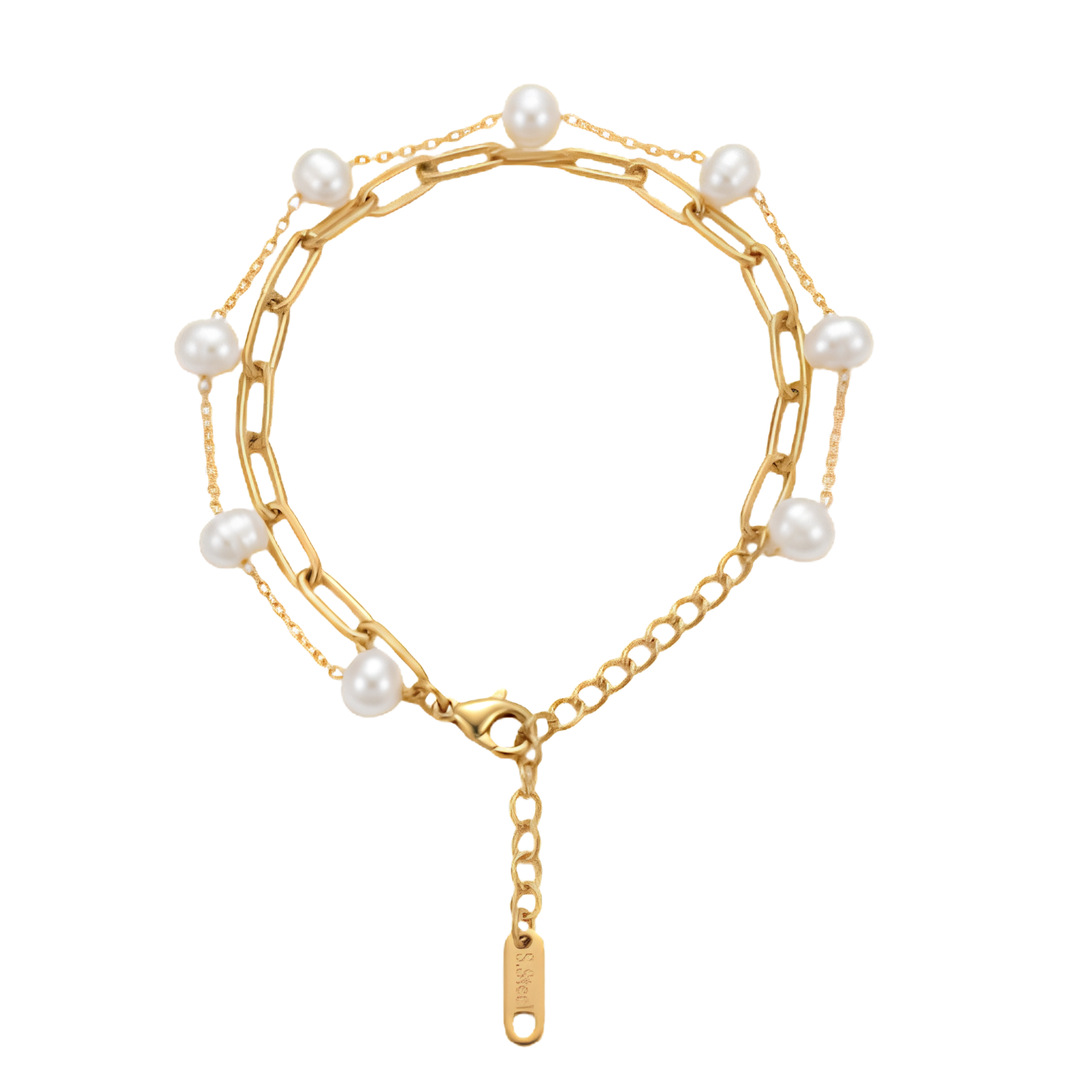 Golden Pearl Link Bracelet