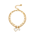 Golden Pearl Heart Duo Bracelet