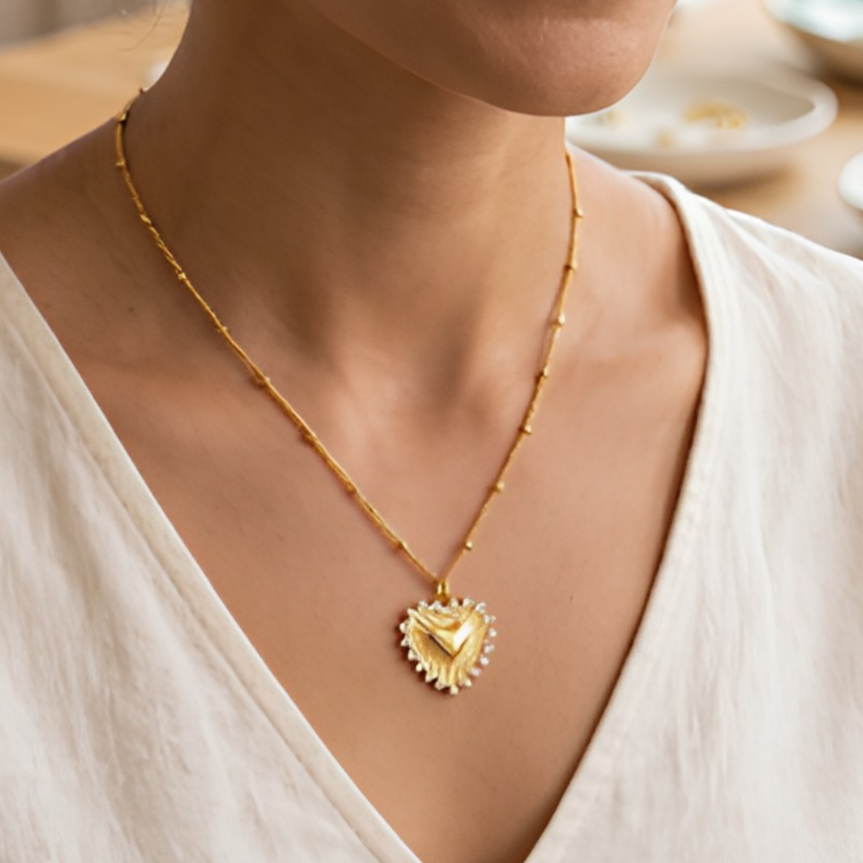 Sacred Heart Beaded Necklace