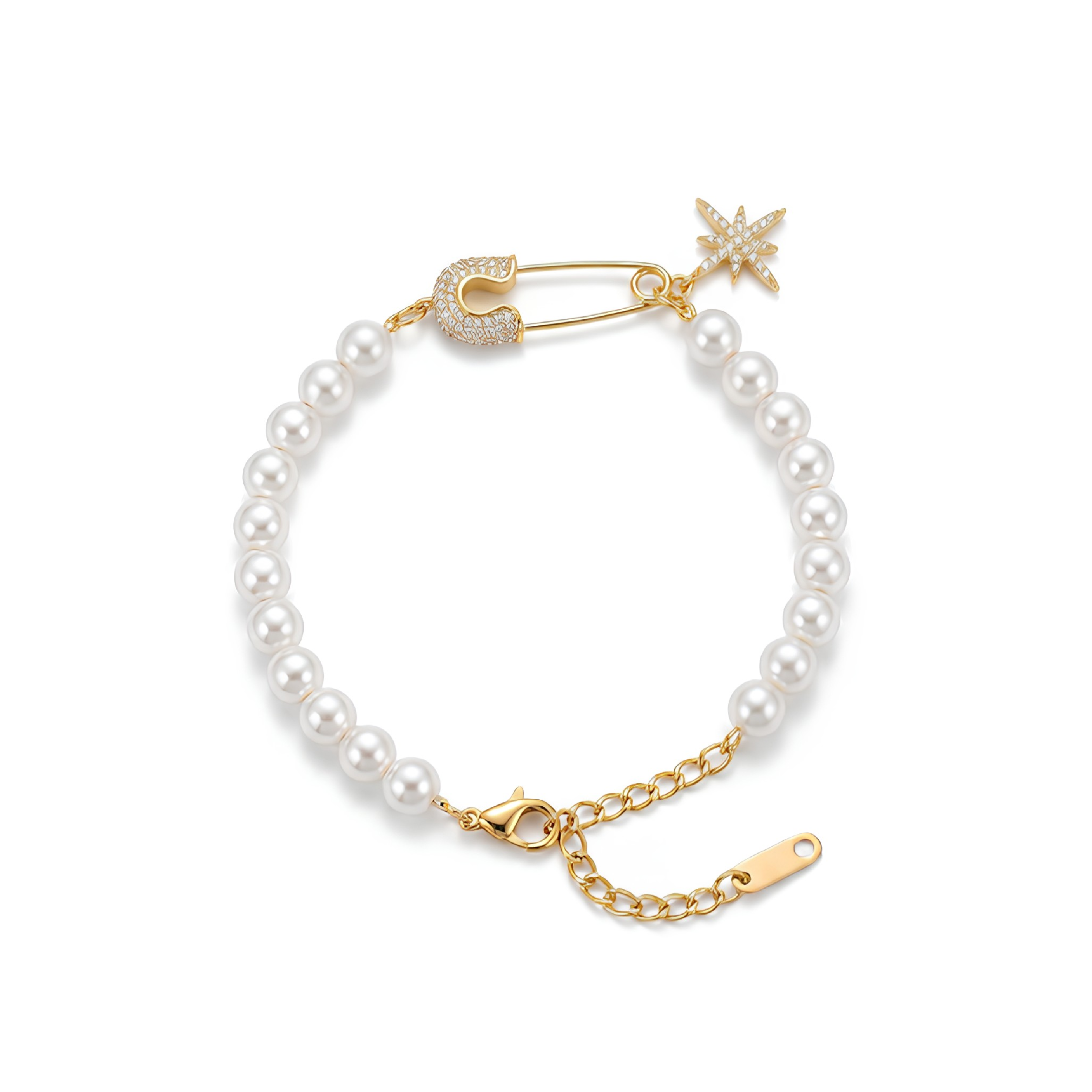 Golden Pearl Safety Charm Bracelet