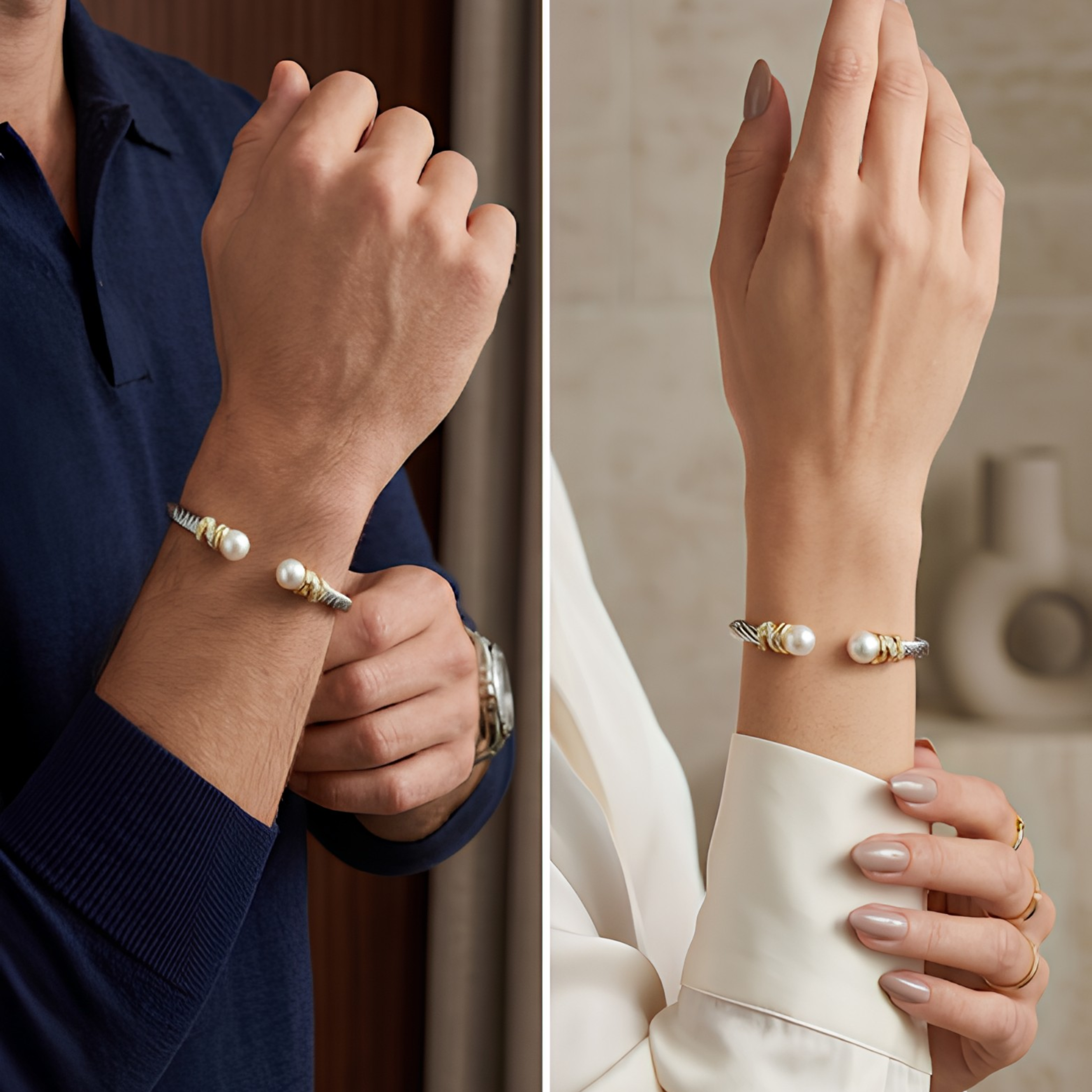 Dual Pearl Cable Cuff