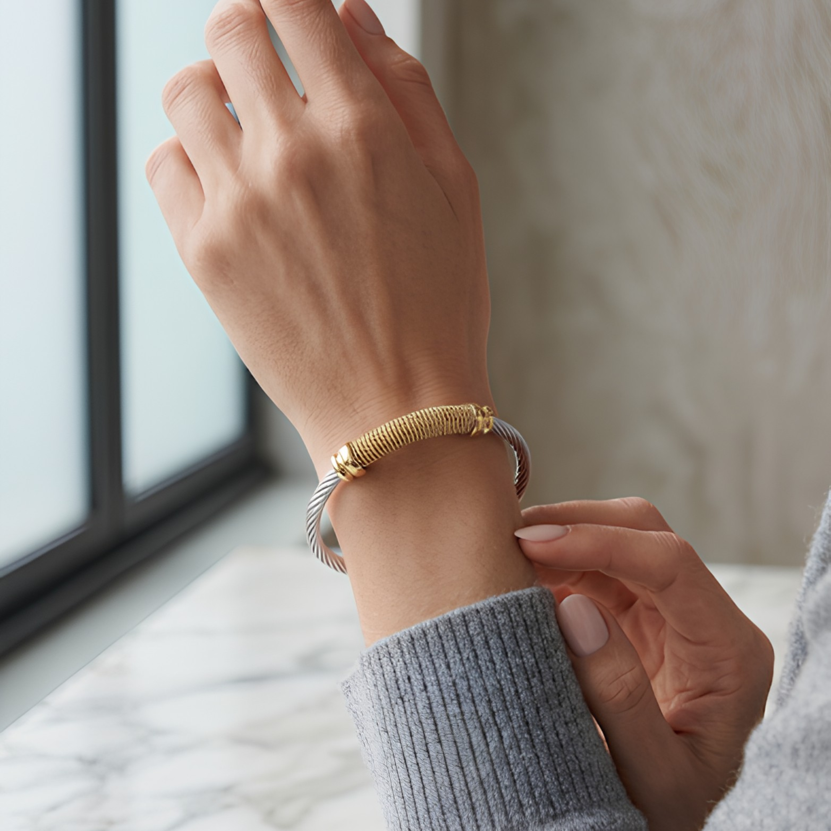 Dual Tone Cable Cuff Bangal