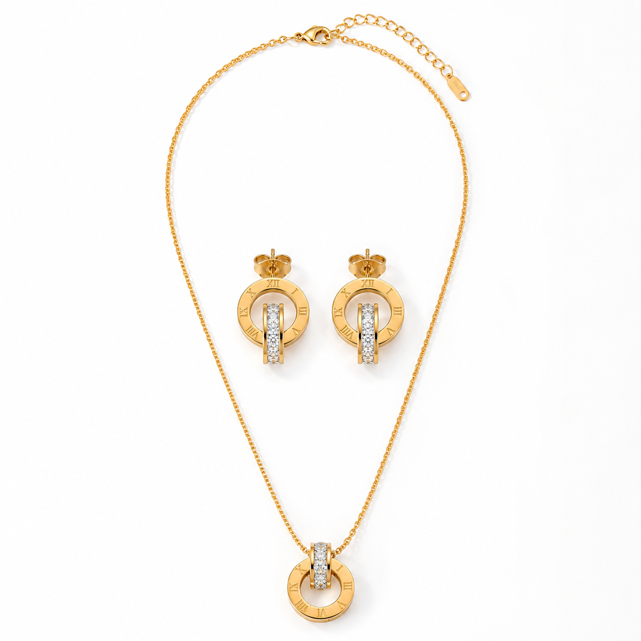 Roman Numeral Pendant Jewelry Set