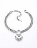 Silver Heart Chain Bracelet