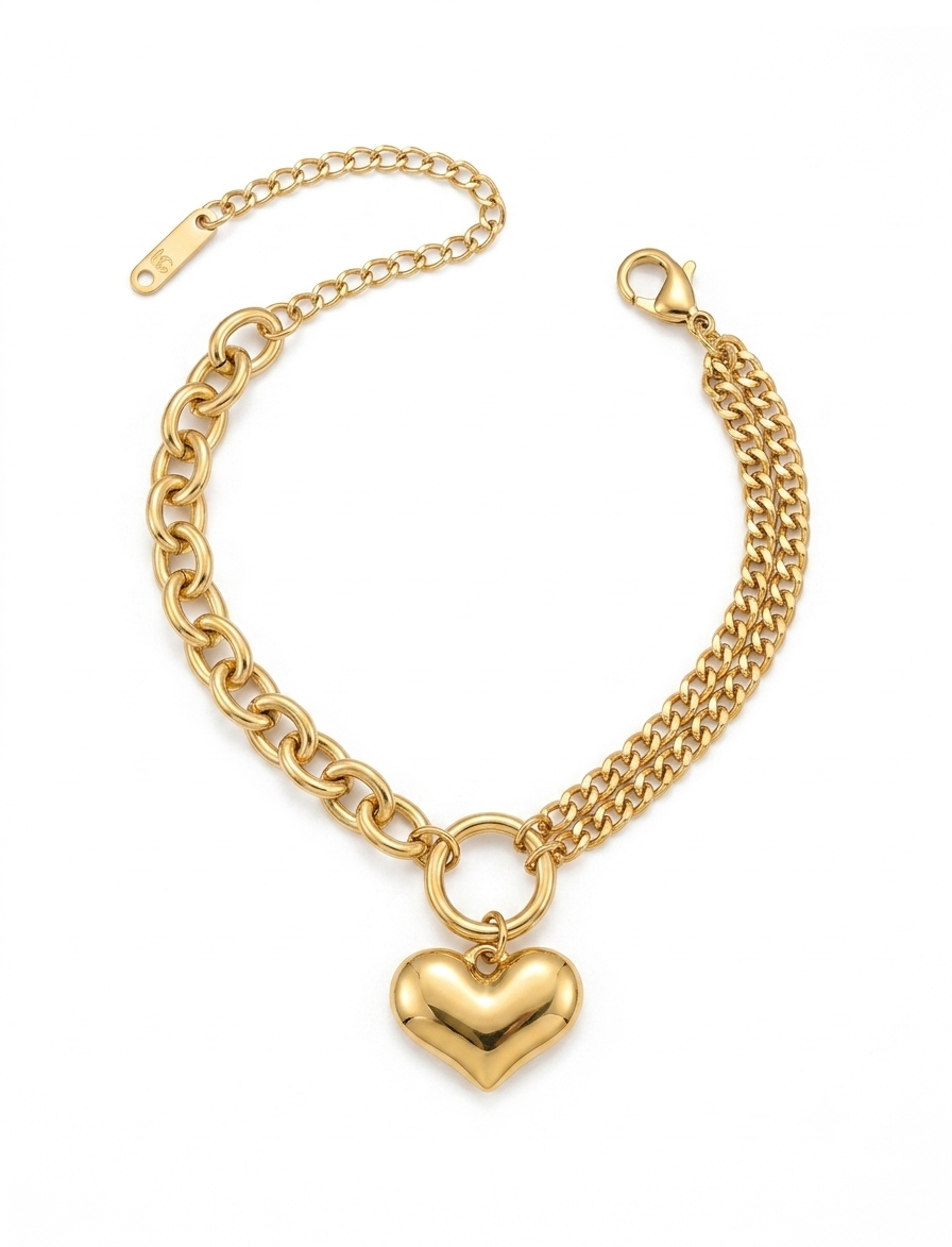 Golden Heart Chain Bracelet