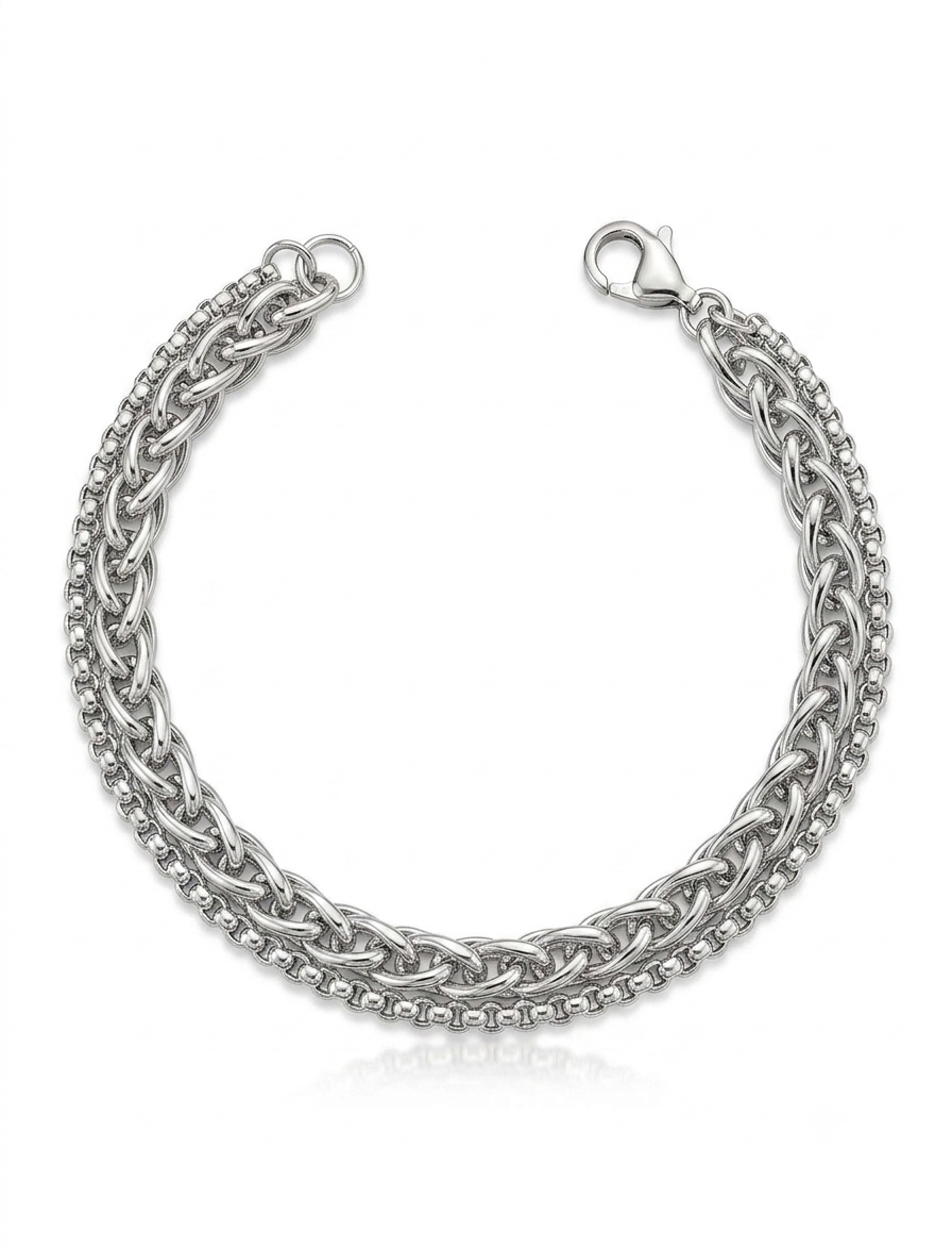 Silver Woven Chain Bracelet