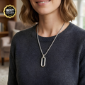 Oval Halo Pendant Necklace