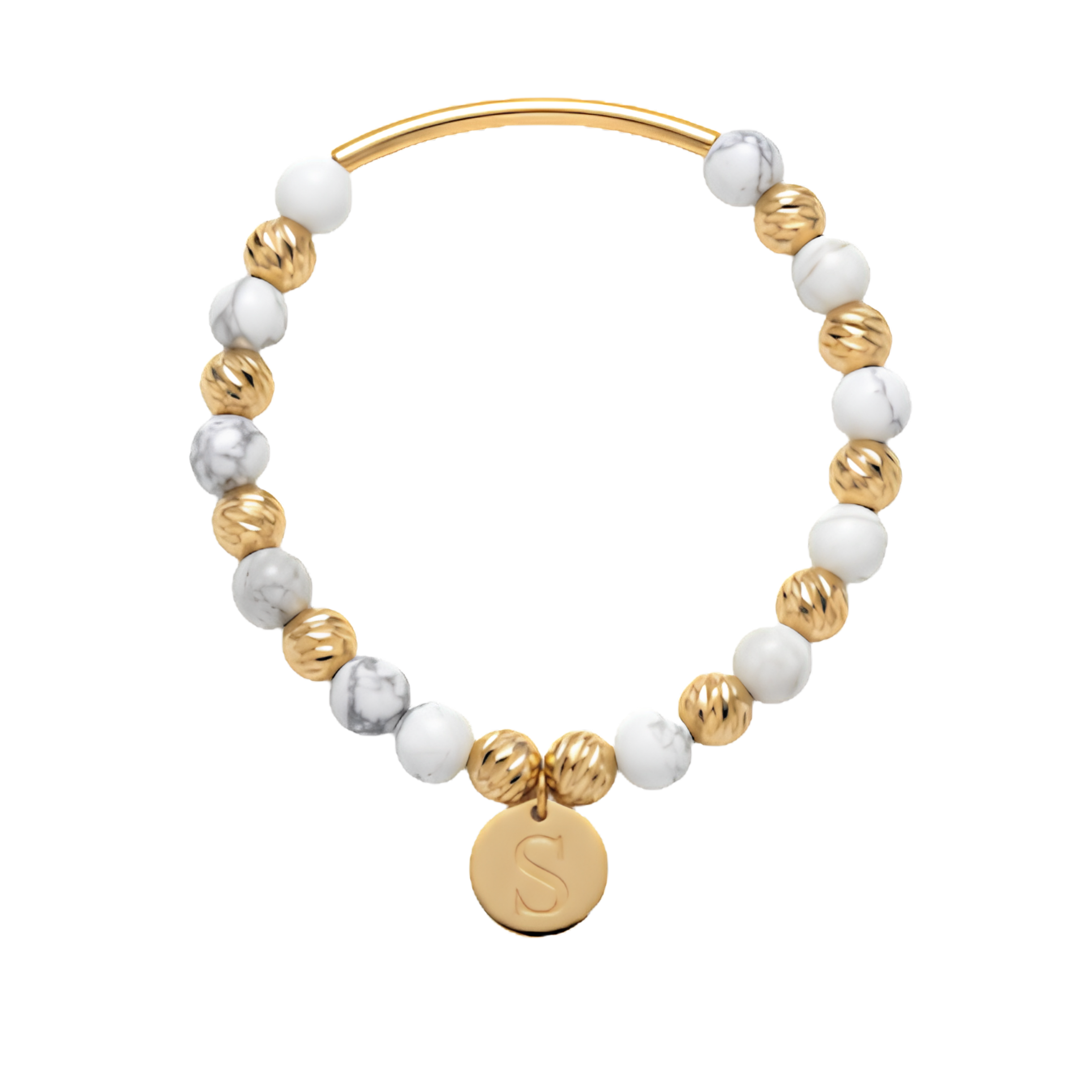 Golden Howlite Initial Bracelet
