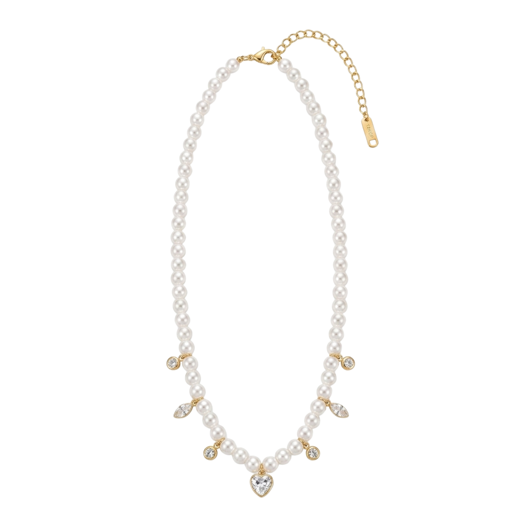 Luxe Pearl Heart Charm Necklace