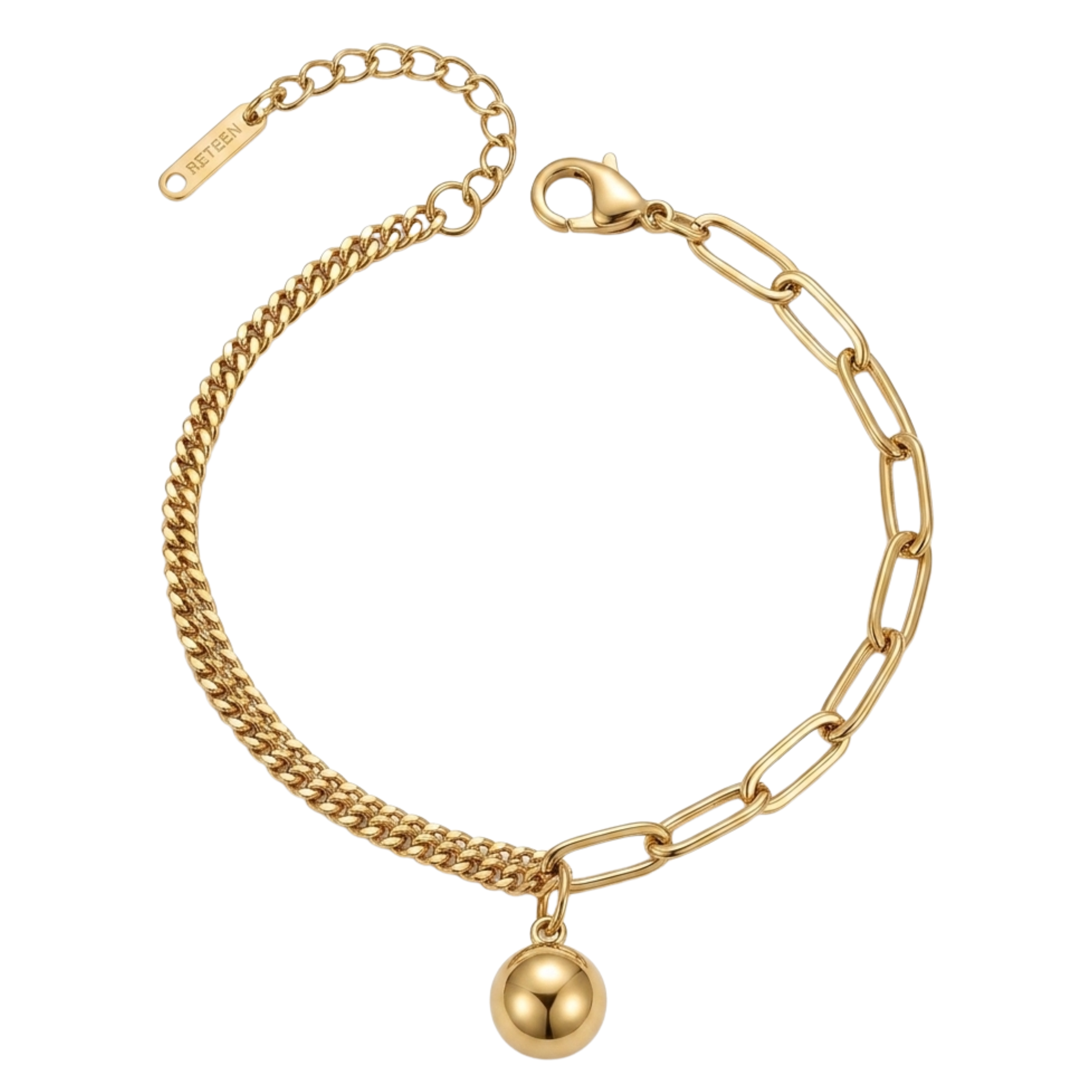 Golden Dual Chain Sphere Anklet
