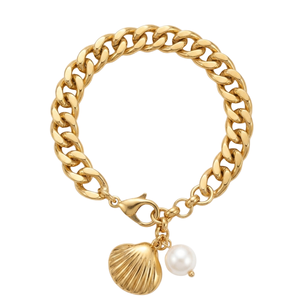 Luxe Shell Pearl Charm Bracelet